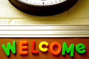 welcome clock Welcome sign in classroom